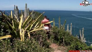 Outdoors anal three-way with a slim eighteen with long boobies