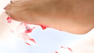 Painting with toes - feet bondage and fucking with bimbo milf