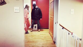 Caught Cheating! Ex-Wife flashes and fucks the deliveryman