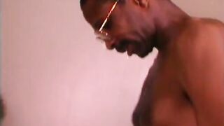 Lusty blonde mom deep throats a big african penis before fucked