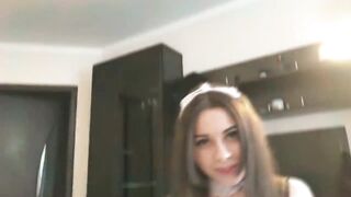 Dark Hair blows dick and fucks her bf. Amateur point of view