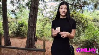 Offering cash to hot women inside the forest for sex