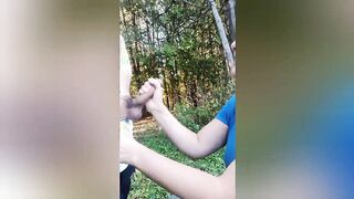 Outdoors park head, hand job with sexy jizzed