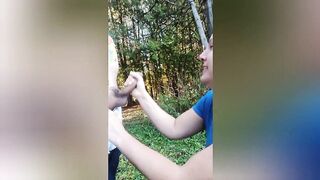 Outdoors park head, hand job with sexy jizzed