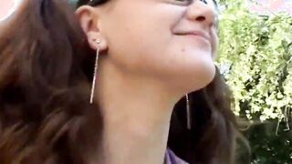 18 Year Old dark hair masturbates inside the garden