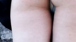 18 Year Old dark hair masturbates inside the garden