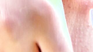 18 Year Old dark hair masturbates inside the garden