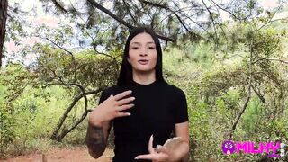 Offering cash to hot women into the forest inside exchange