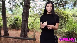 Offering cash to hot women into the forest inside exchange