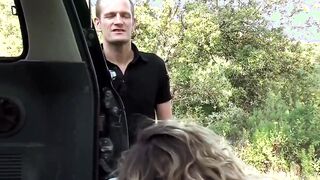 Inked Blonde teenie has anal sex and double penetration