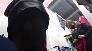 A concealed camera into a fitting room spies on a