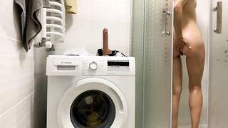 Russian teens masturbating with vibrator inside the WC