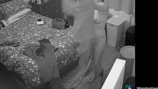 Stepmom taking a shower and getting clothed