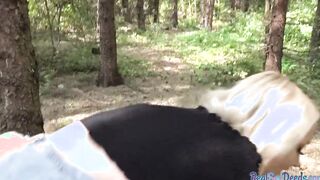 Pulled blonde vagina stuffed from behind before giving blowjob
