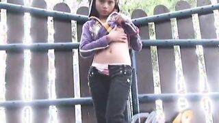 Ellie eighteen loves Outdoors Fingered