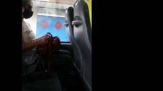 Risky Blowob on Bus and Flashing Breasts