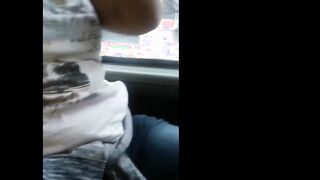 Risky Blowob on Bus and Flashing Breasts