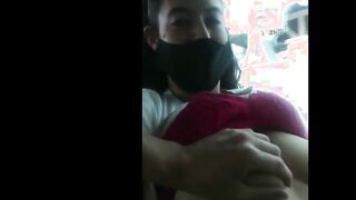 Risky Blowob on Bus and Flashing Breasts
