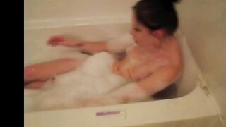 Small Red Bimbo with Goddess Body inside Bathtub