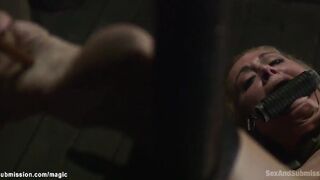 Fitness instructor tied and finger fuck