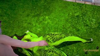 Furry Anime - Lizard x Human Wolf Fingers and Boobjob