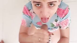 Vulgar Goddess swallowing cum for lunch
