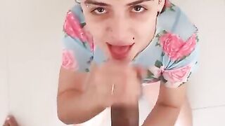 Vulgar Goddess swallowing cum for lunch