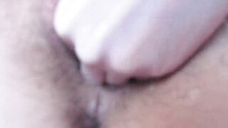 Intense close up soak snatch finger fuck gaping and jizzed with