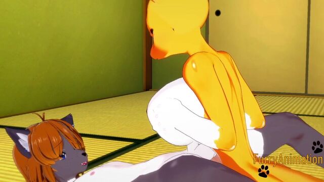 Extreme Sex Cartoon Mp4 - Love4Porn.com Presents Digimon Anime - Taomon & Grey Fox Rough Sex [Boobjob,