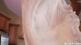 pov blonde 18 yo blowing penis after pose camera