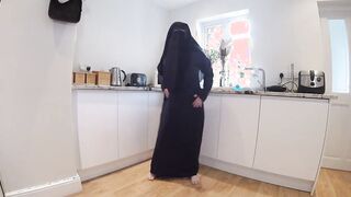 Dancing Into Burqa with Niqab and nothing underneath