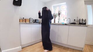 Dancing Into Burqa with Niqab and nothing underneath