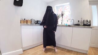 Dancing Into Burqa with Niqab and nothing underneath