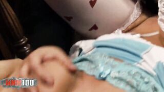 Blonde hot with huge boobies and into alice wonderland uniform