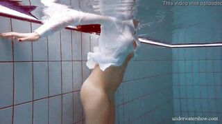 Huge boobs red haired Lola underwater naked