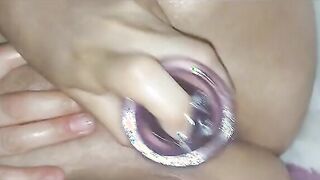 Long Vibrator into mom twat squirt
