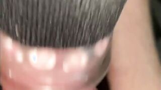 Fucking new vibrator then squirting into wife’s twat