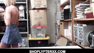 Blonde Bombshell slender Barely Legal Shoplyfter Emma blows LP Men rough