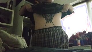a hot white BBW having fun with her big natural bouncy breasts