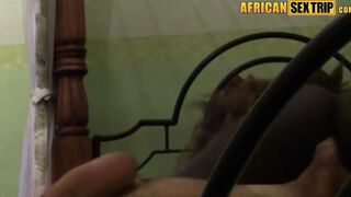 Ebony Cutie thinking how to fit this penis into her tight holes