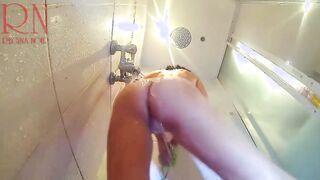 Voyeur camera into the shower. A young naked women into
