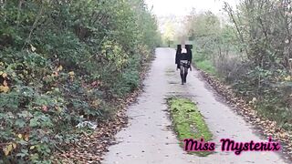 ex-wife exhibited by her hubby on a country lane