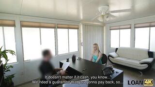 LOAN4K. Blue-eyed goddess is banged on the desk because needs money
