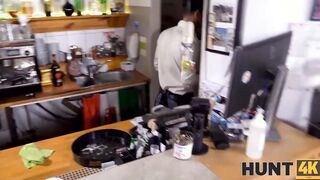 HUNT4K. Cafe worker desperately watches how his future fiance gets
