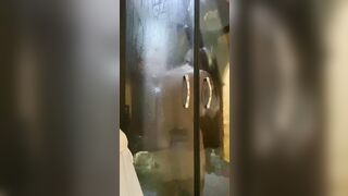 Having fun inside the shower with music