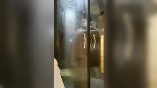 Having fun inside the shower with music