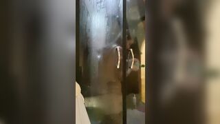 Having fun inside the shower with music