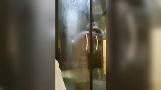 Having fun inside the shower with music