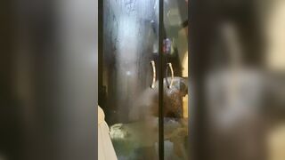 Having fun inside the shower with music