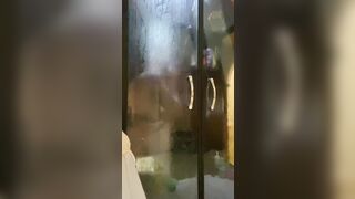 Having fun inside the shower with music